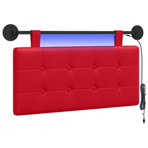 vidaXL T&ecirc;te de lit suspendue Avec lumi&egrave;re LED Rouge Simili cuir