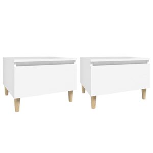 vidaXL Tables d'appoint 2 pcs Blanc 50x46x35 cm Bois d'ing&eacute;nierie