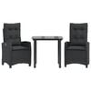 vidaXL Ensemble &agrave; manger de jardin avec coussins 3 pcs Noir