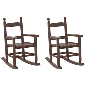 vidaXL Chaises &agrave; bascule enfants lot de 2 marron bois peuplier massif