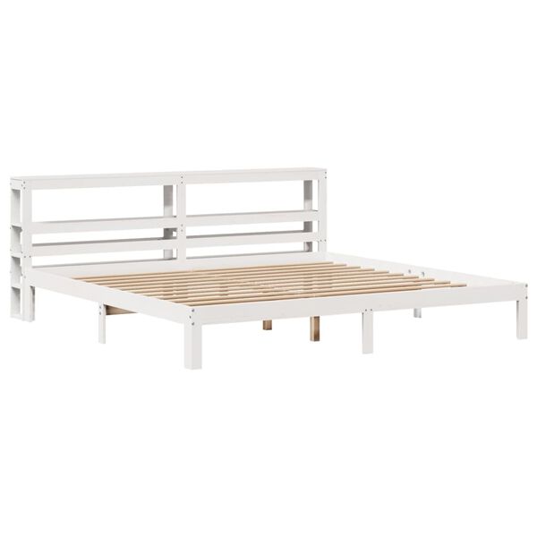 vidaXL Cadre de lit avec t&ecirc;te de lit sans matelas blanc 200x200 cm