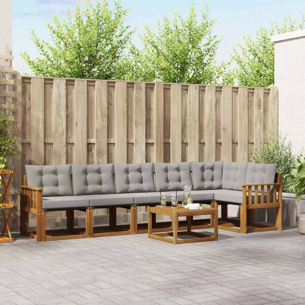 vidaXL Ensemble de canap&eacute;s d'ext&eacute;rieur 7 pcs Gris Naturel et Clair