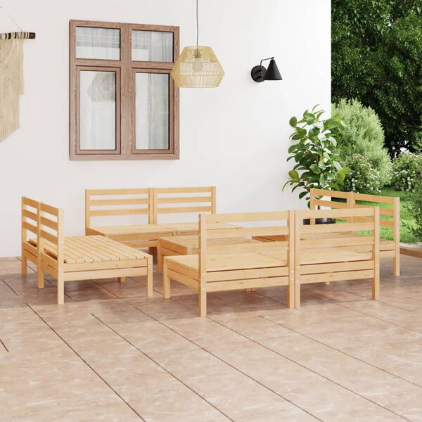 vidaXL Salon de jardin 9 pcs Bois de pin massif