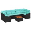 vidaXL Ensemble de canap&eacute; de jardin avec coussin 8 pcs Noir polyrotin
