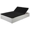 vidaXL Chaise longue avec coussin R&eacute;sine tress&eacute;e Noir