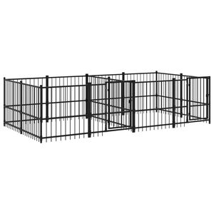 vidaXL Chenil d'ext&eacute;rieur pour chiens Acier 7,51 m&sup2;