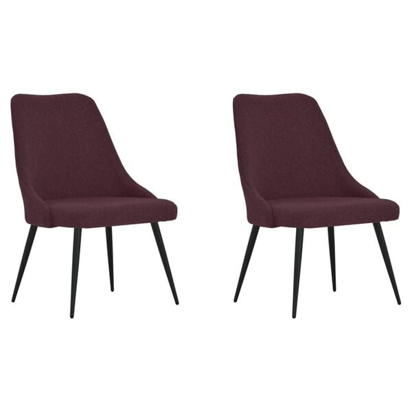 vidaXL Chaises &agrave; manger lot de 2 violet tissu