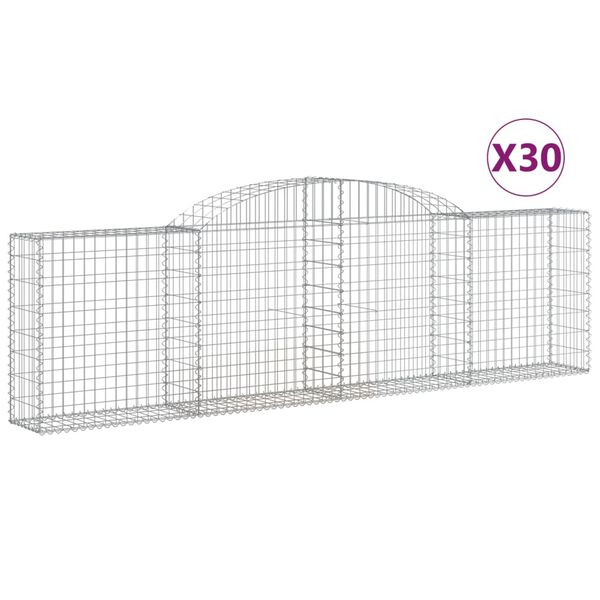 vidaXL Paniers à gabions arqués 30 pcs 300x30x80/100 cm fer galvanisé