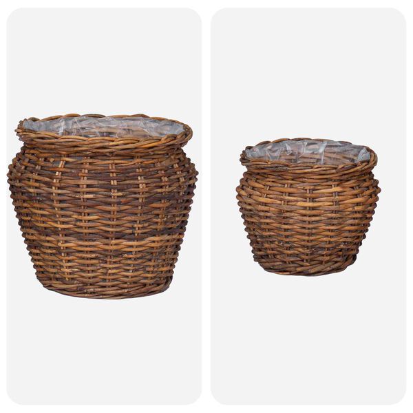 vidaXL Panier de Plante avec stockage 2 pcs Marron Rattan Lacak