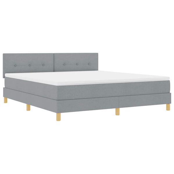 vidaXL Lit boxspring avec matelas Gris clair 180 x 200 cm tissu