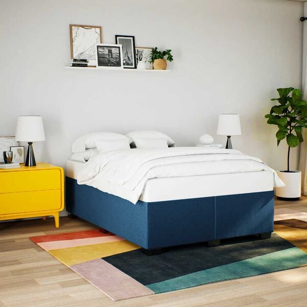 vidaXL Sommier &agrave; lattes de lit avec matelas Bleu 140x190 cm Tissu