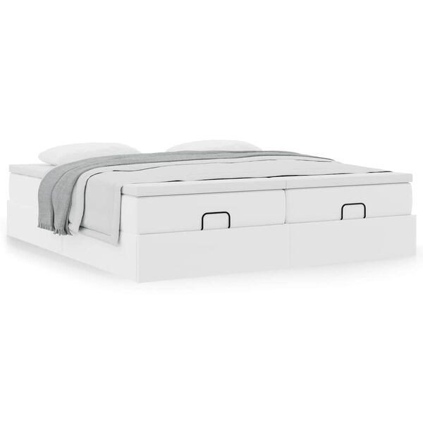 VidaXL Cadre de lit ottoman avec matelas blanc 160x200 cm similicuir