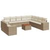 vidaXL Salon de jardin 11 pcs avec coussins beige r&eacute;sine tress&eacute;e