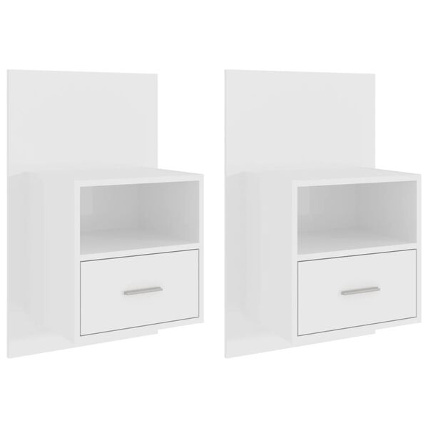 vidaXL Tables de chevet murales 2 pcs Blanc brillant