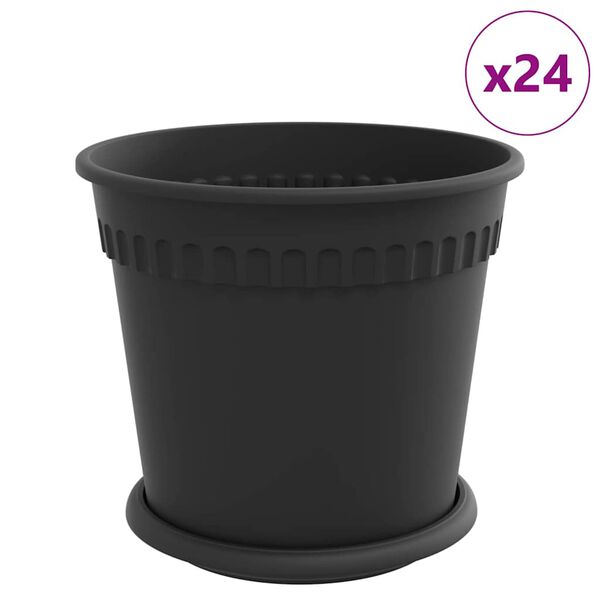 vidaXL Pots de plantes 24 pcs Noir &Oslash; 19 x 16 cm Plastique