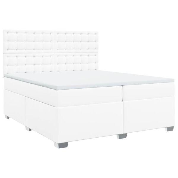 vidaXL Sommier à lattes de lit avec matelas Blanc 200x200cm Similicuir