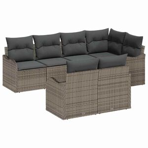 vidaXL Ensemble de canap&eacute; de jardin 7 pcs Gris Poly rotin
