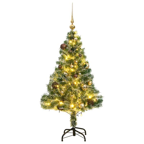 vidaXL Sapin de No&euml;l artificiel 150 LED&boules&neige floqu&eacute;e 150 cm