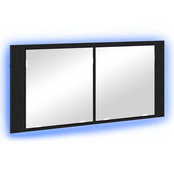 vidaXL Cabinet Miroir LED avec &eacute;tag&egrave;re Ch&ecirc;ne noir 100 x 12 x 45 cm