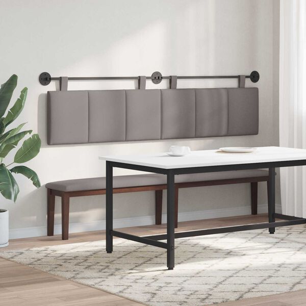 vidaXL T&ecirc;te de lit suspendue Montage mural Taupe 210 x 55 x 5 cm tissu