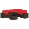 vidaXL Ensemble de canap&eacute; de jardin 7 pcs avec coussins marron r&eacute;sine tress&eacute;e
