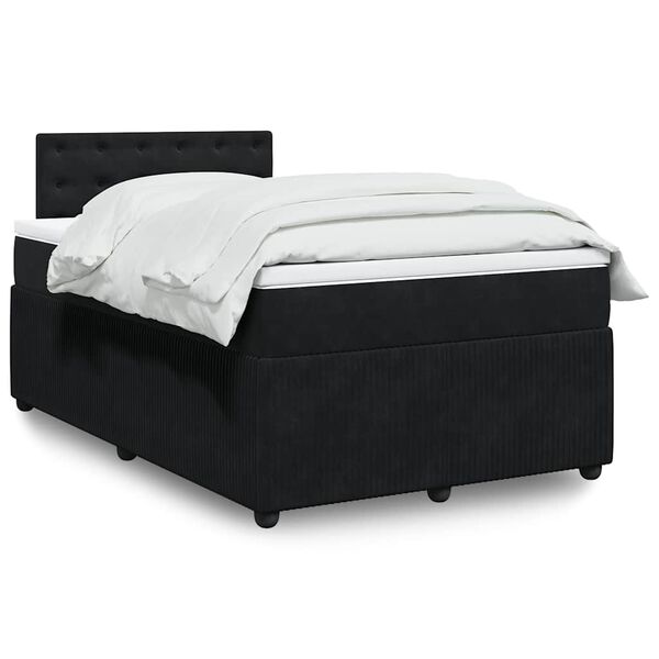 vidaXL Sommier &agrave; lattes de lit avec matelas noir 120x190 cm velours