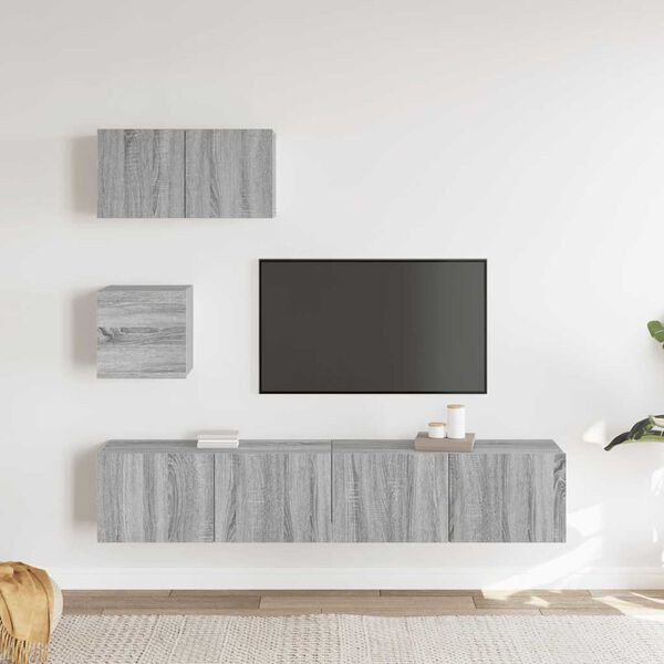 vidaXL Ensemble de meubles TV 4 pcs Sonoma gris Bois d'ingénierie
