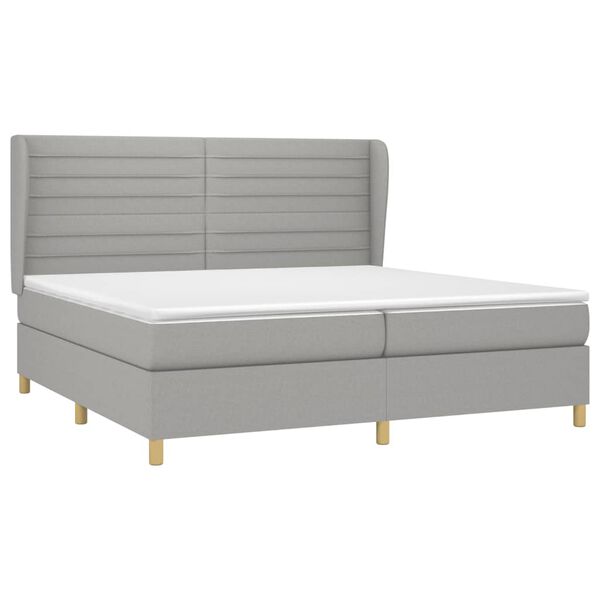 vidaXL Sommier &agrave; lattes de lit avec matelas Gris clair 200x200cm Tissu