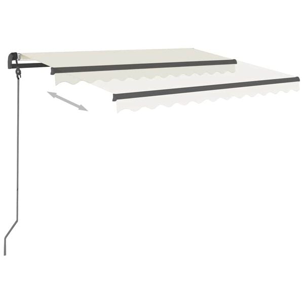 vidaXL Auvent r&eacute;tractable automatique et poteaux 3x2,5 m Cr&egrave;me