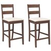 vidaXL Tabourets de bar avec coussins 2 pcs marron bois massif d'h&eacute;v&eacute;a