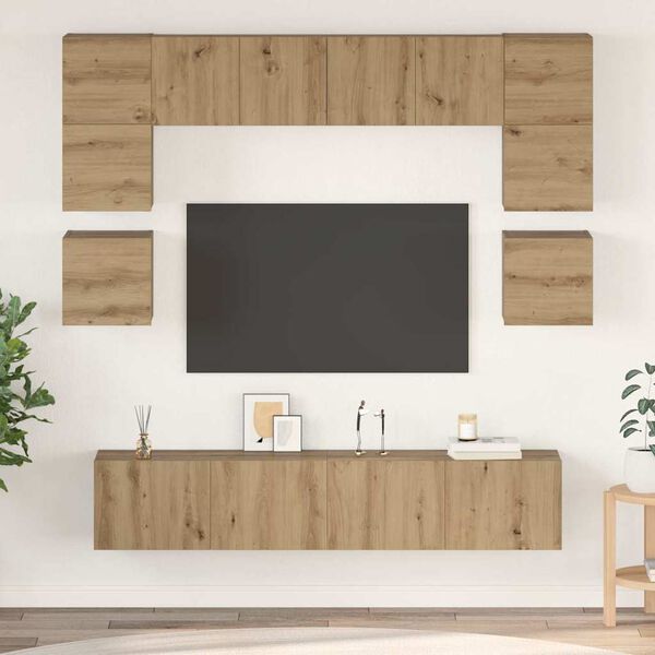 vidaXL Ensemble meuble TV 8 pcs Ch&ecirc;ne artisanal Bois d'ing&eacute;nierie