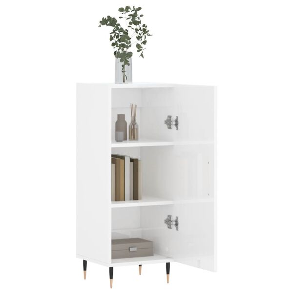 vidaXL Buffet Blanc brillant 34,5x34x90 cm Bois d'ing&eacute;nierie