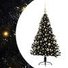 vidaXL Sapin de No&euml;l artificiel pr&eacute;-&eacute;clair&eacute; Noir 120 cm PVC