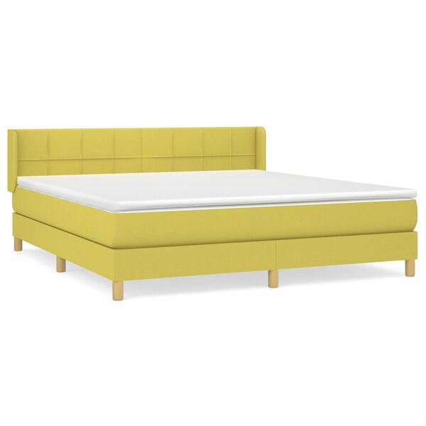 vidaXL Sommier &agrave; lattes de lit avec matelas Vert 160x200 cm Tissu