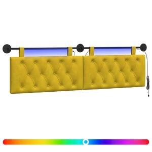 vidaXL T&ecirc;te de lit suspendue Avec lumi&egrave;re LED Jaune Velours