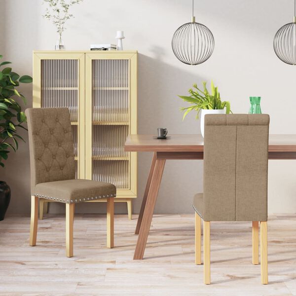vidaXL Chaises &agrave; manger lot de 2 taupe tissu