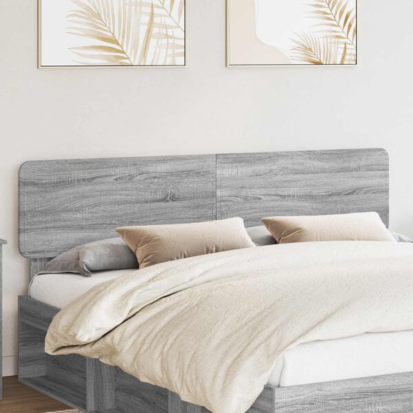 vidaXL T&ecirc;te de lit Gris Sonoma 200 cm Bois d'ing&eacute;nierie