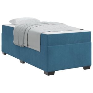 vidaXL Cadre de lit avec matelas Bleu fonc&eacute; 90 x 190 cm tissu