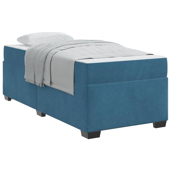vidaXL Cadre de lit avec matelas Bleu fonc&eacute; 90 x 190 cm tissu