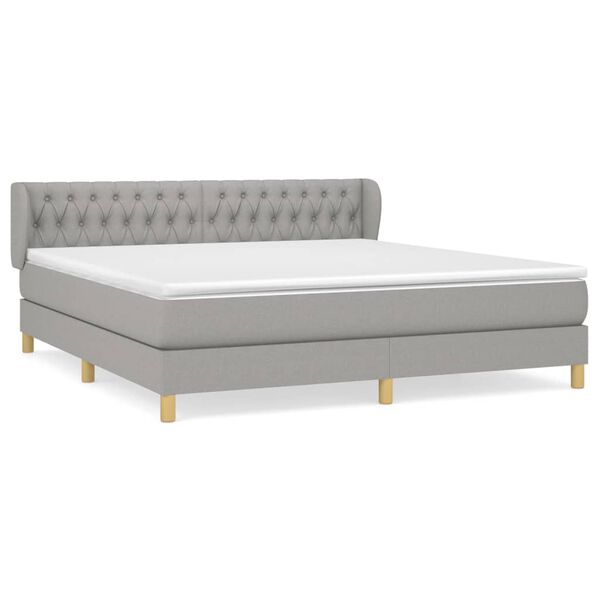 vidaXL Sommier &agrave; lattes de lit avec matelas Gris clair 180x200cm Tissu