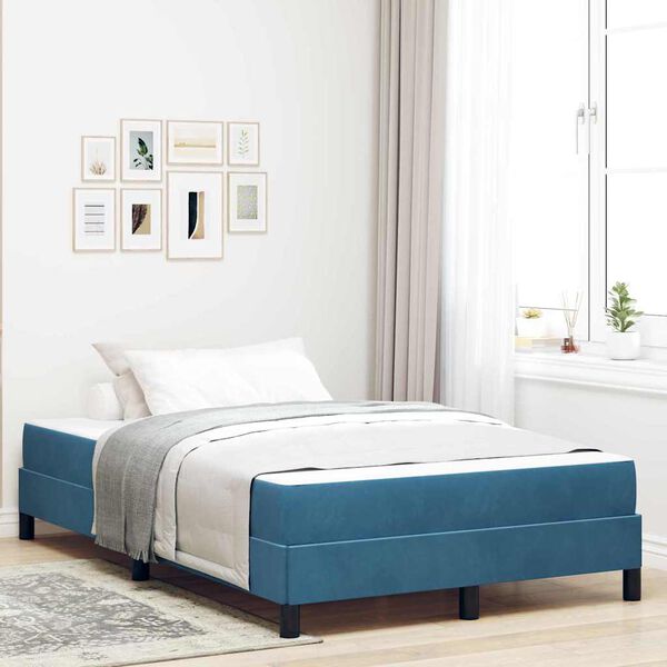 vidaXL Lit &agrave; ressorts avec matelas Bleu fonc&eacute; 120 x 220 cm tissu