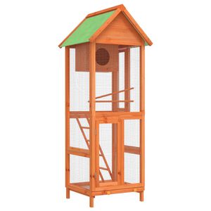 vidaXL Maison &agrave; oiseaux marron 60x58,5x160 cm bois massif de pin