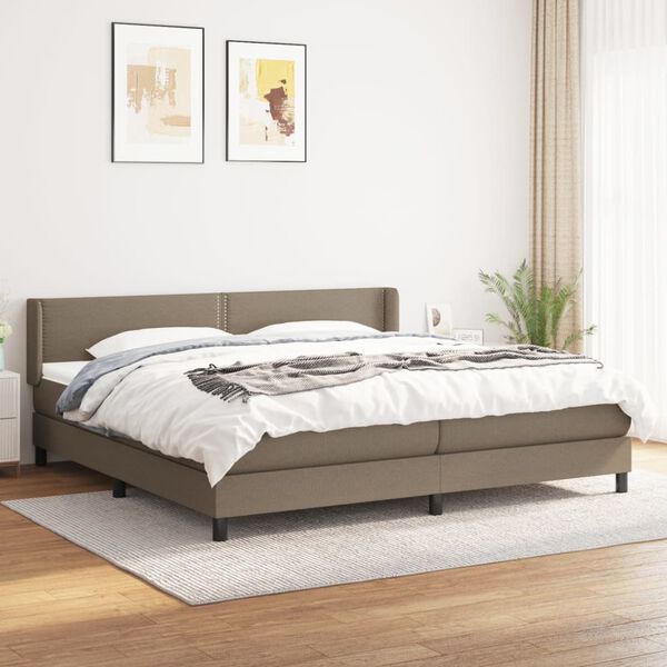 vidaXL Sommier &agrave; lattes de lit avec matelas Taupe 200x200 cm Tissu
