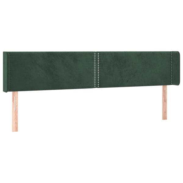 vidaXL T&ecirc;te de lit &agrave; LED Vert fonc&eacute; 203x16x78/88 cm Velours