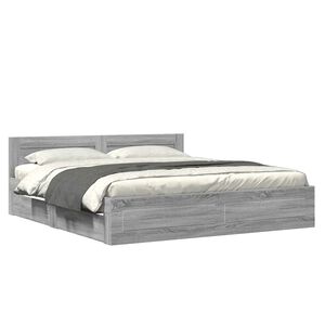 vidaXL Cadre de lit et t&ecirc;te de lit sans matelas sonoma gris 180x200 cm