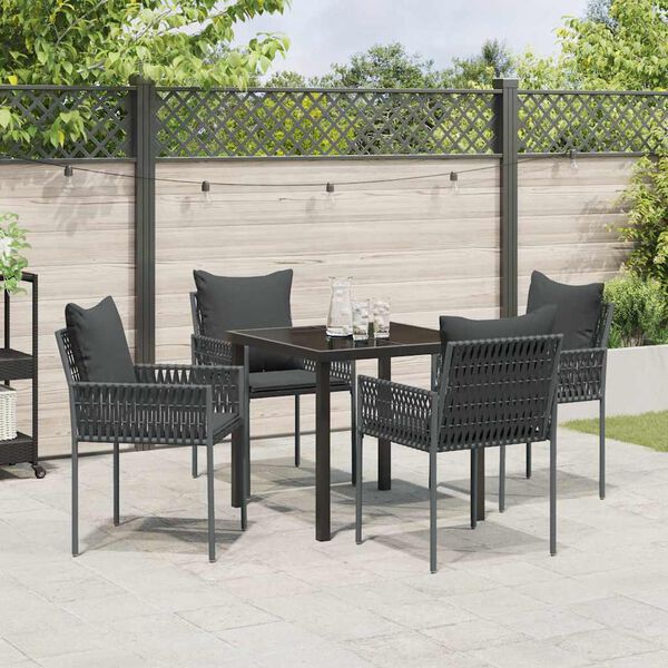 vidaXL Ensemble de salle &agrave; manger pour jardin 5 pcs Noir et gris