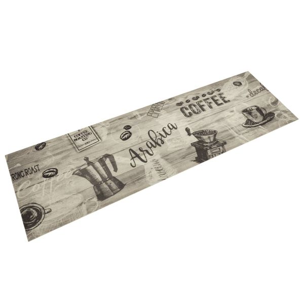 vidaXL Tapis de cuisine lavable imprimé café gris 45x150 cm velours