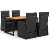 vidaXL Ensemble &agrave; manger de jardin 5 pcs noir