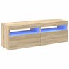 vidaXL Meubles TV avec lumi&egrave;res LED 2 pcs Ch&ecirc;ne sonoma 60x35x40 cm