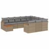 vidaXL Salon de jardin 11 pcs avec coussins beige r&eacute;sine tress&eacute;e